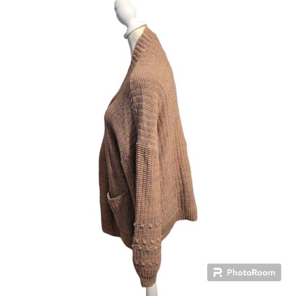 Maurices Light Brown Bobble Sleeve Open Front Knit Cardigan Women's Size XL - Picture 4 of 8